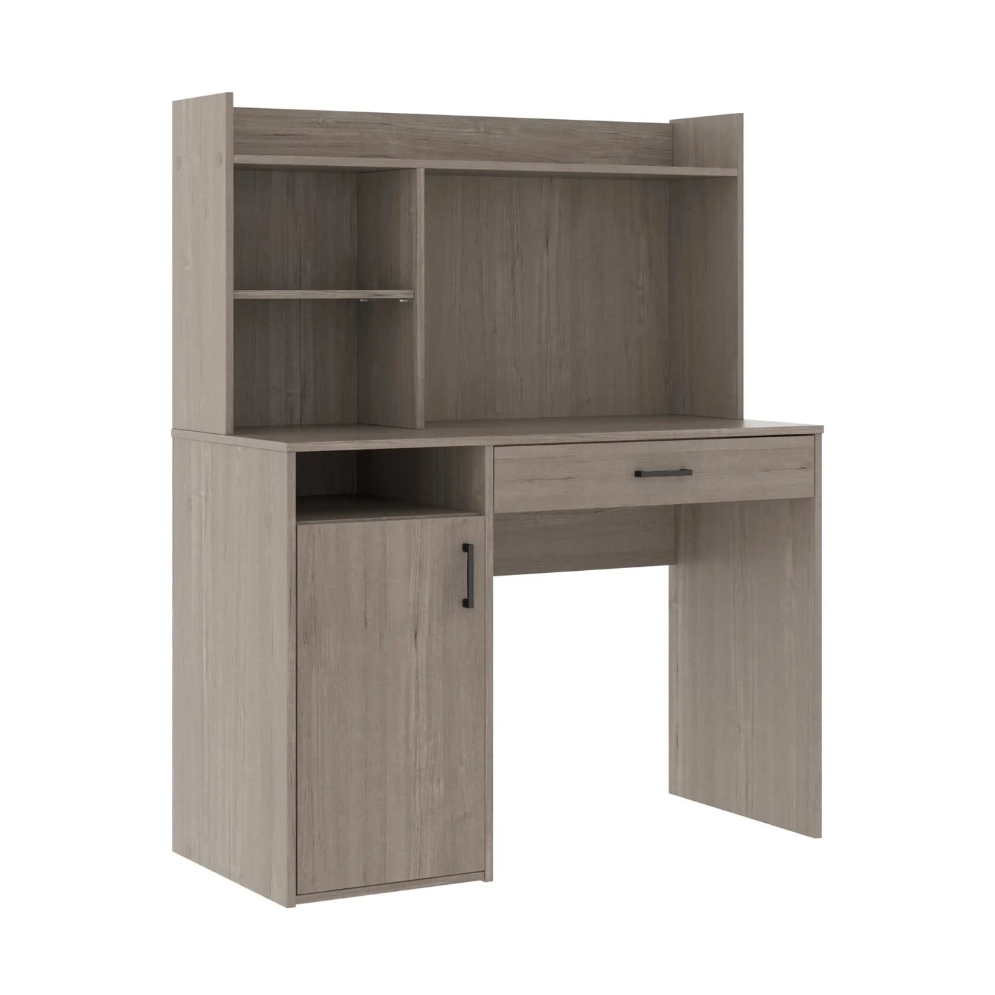 Stylish Silver Sycamore Computer Desk with Hutch and Drawer