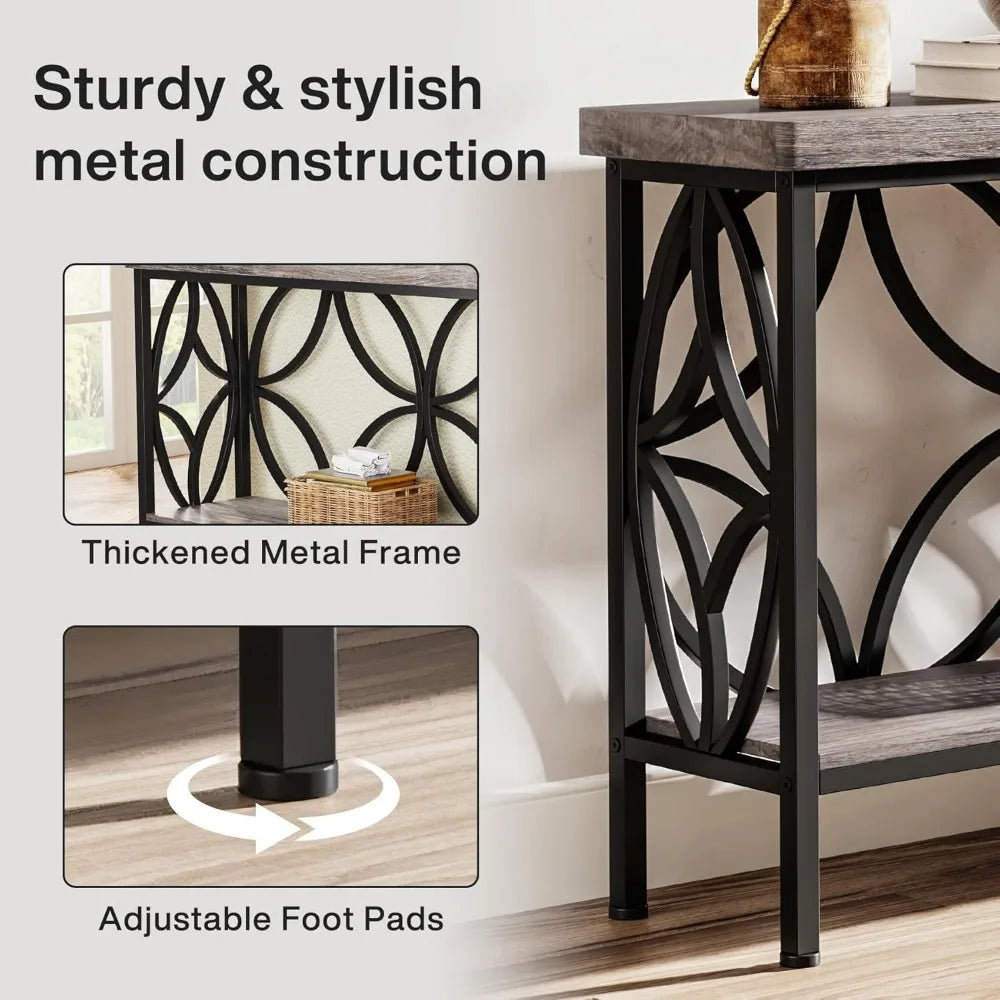 70.9-Inch Industrial Narrow Sofa Table Console for Entryway Living Room