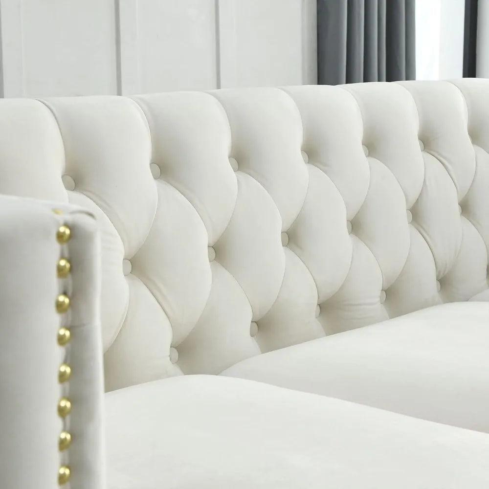 Ljustra 58" Velvet Loveseat Sofa Couch Modern Button Tufted 2 Seater