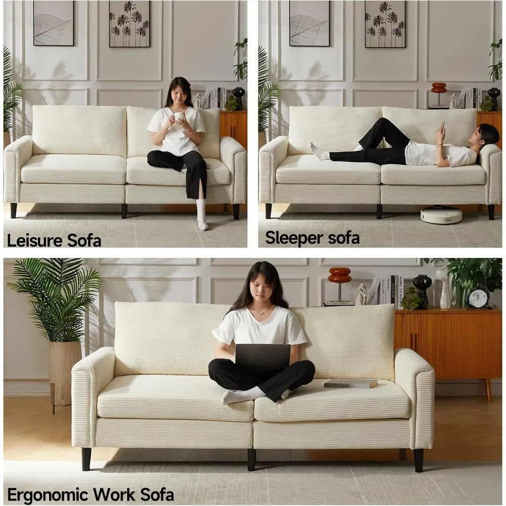 Corduroy Sofa Couch Adjustable Seat Depth 75"–142" Small-XL Couch 4-Seater Love