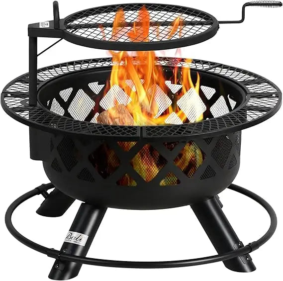 Ljustra Outdoor Fire Pit 32 Inch Wood Burning Patio Firepit with Poker