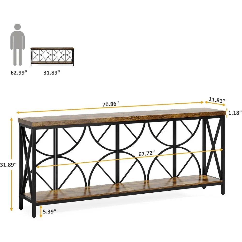 70.9 Inch Extra Long Sofa Table with Storage for Living Room Entryway