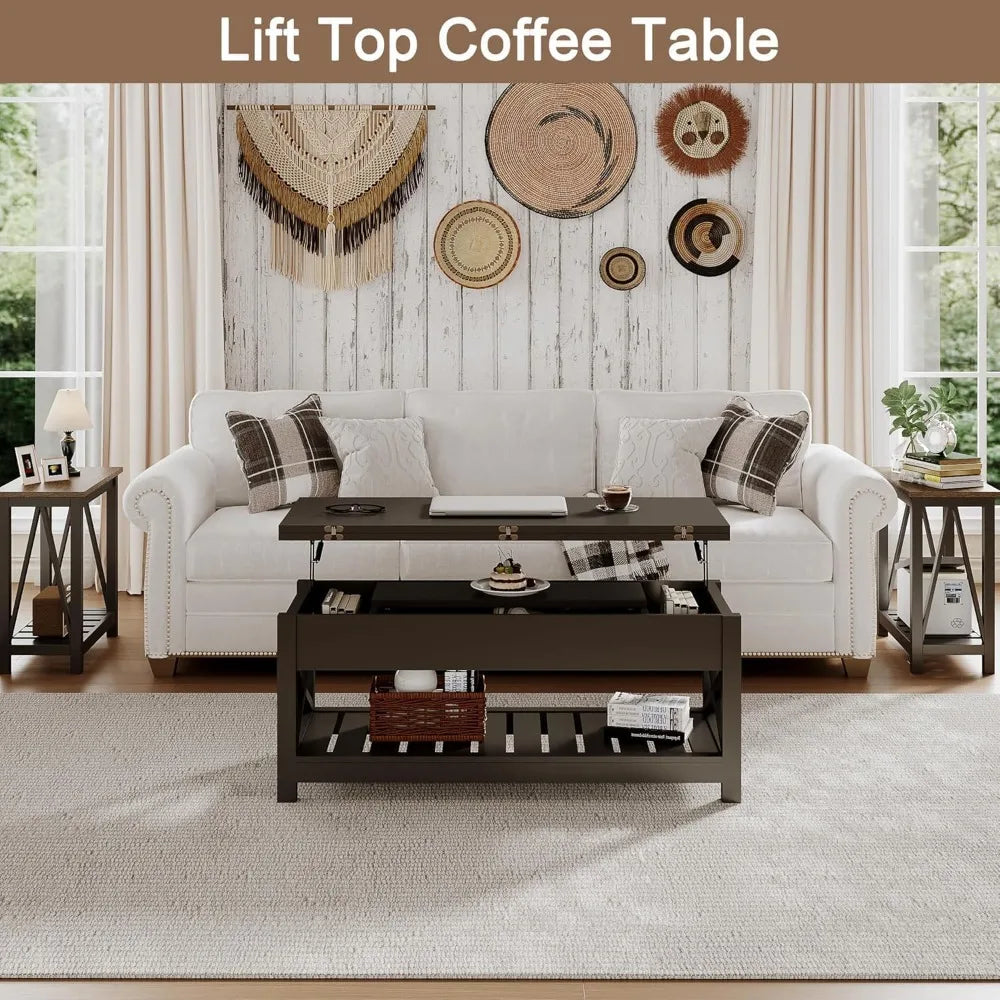 Multi-Function Coffee Table Lift Top Storage Dining Table Modern Style