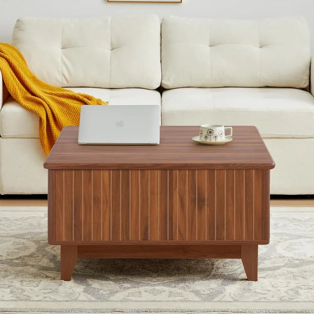 Lift Top Coffee Table with Hidden Storage Farmhouse Square Center Table