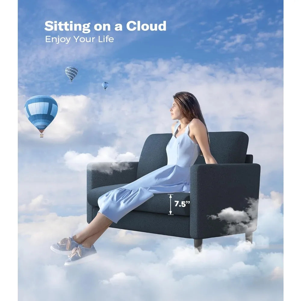 Ljustra 51" Loveseat Sofa Comfy Teddy Couch Tool-Free Setup Living Room