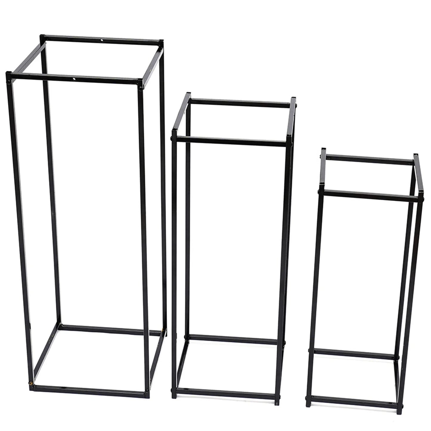 Set of 3 Metal Square Flower Stands Plant Holders for Home Wedding Decor