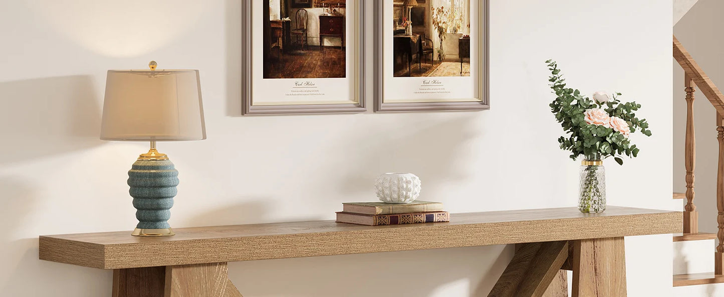 Extra Long Console Table Farmhouse Narrow Sofa Table for Living Room