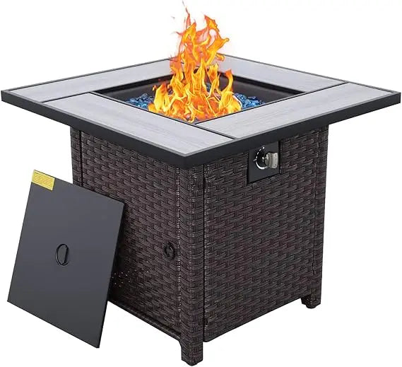 Propane Fire Pit 30 Inch Outdoor Gas Fire Table with Fire Glass Cover