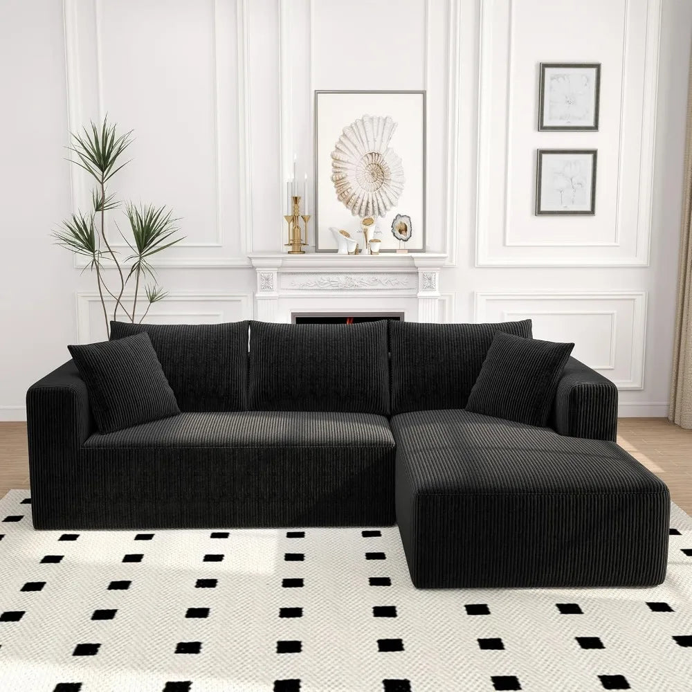 Ljustra Sectional Couch 5 Seat Sofa Corduroy Fabric L-Shaped Living Room