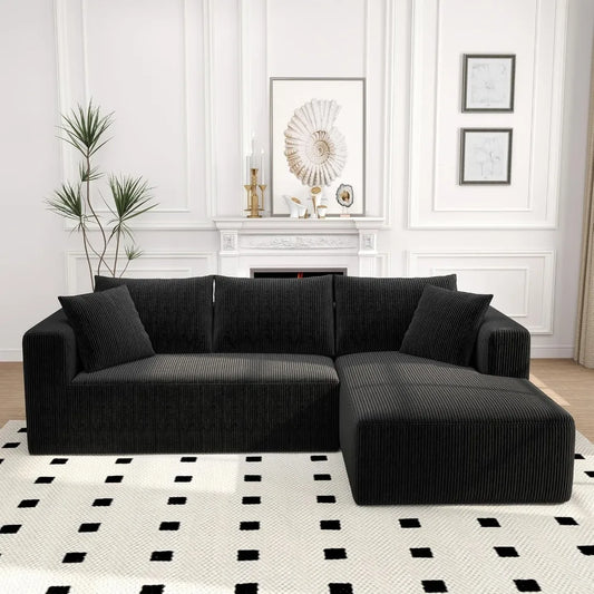 Ljustra Sectional Couch 5 Seat Sofa Corduroy Fabric L-Shaped Living Room