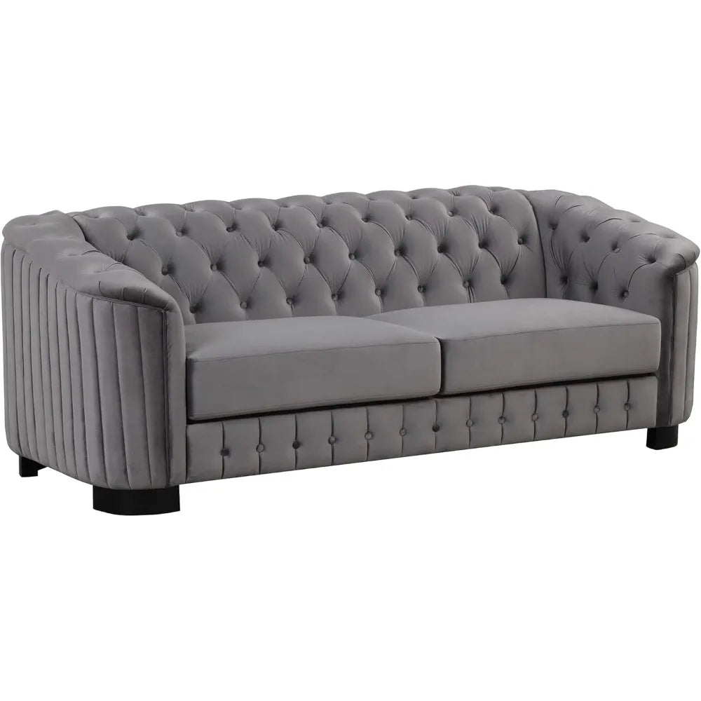 Ljustra 82'' Velvet Chesterfield Sofa Modern Mid-Century 3-Seat Couch