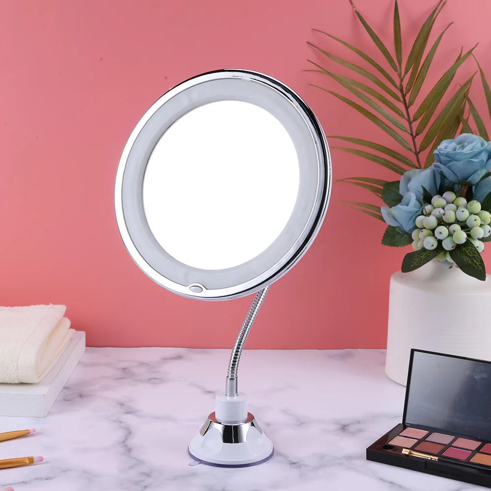 10X Magnifying Suction Mirror with LED Light 360 Degree Swivel