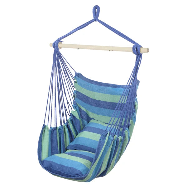 Distinctive Cotton Canvas Hanging Rope Chair with Pillows for Relaxation