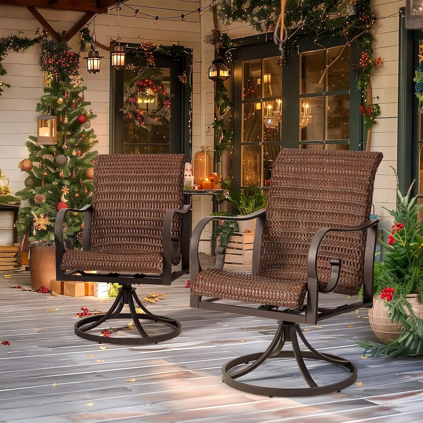 Patio Swivel Chairs Set of 2 Heavy Duty Outdoor Dining Chairs