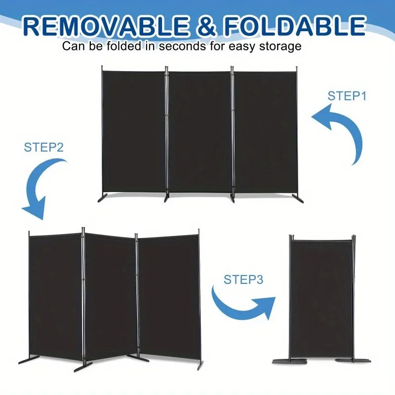 3 Panel Room Divider Folding Privacy Screen Wall Partition Separator