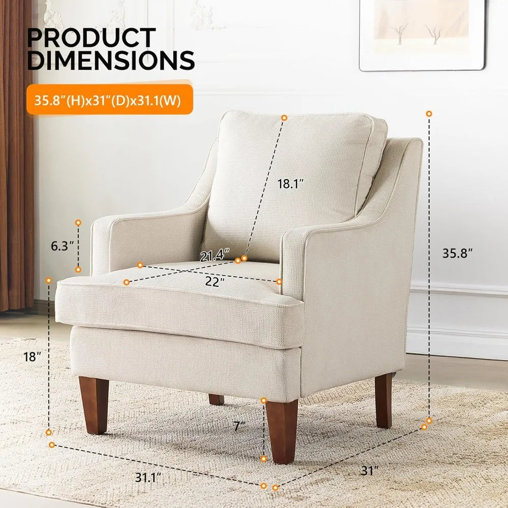 Mid Century Accent Chairs Set of 2 Upholstered Armchair Living Room