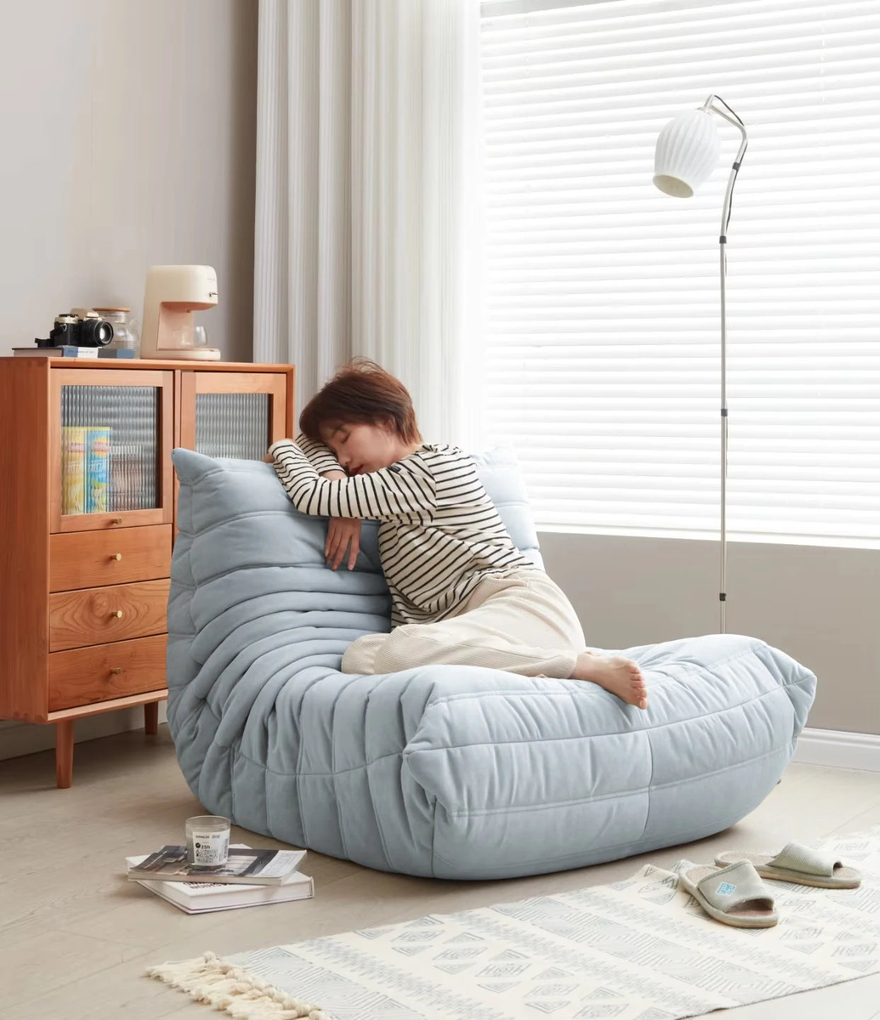 Ljustra Modern Bean Bag Floor Sofa Memory Foam Recliner Chair