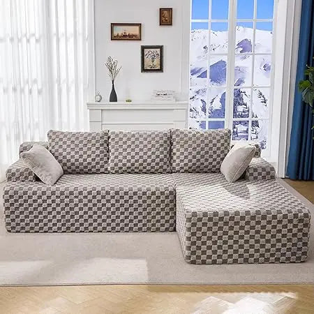 Modular L-Shaped Sectional Sofa Couch with Memory Foam, Detachable Covers, Deep Seat, No Assembly