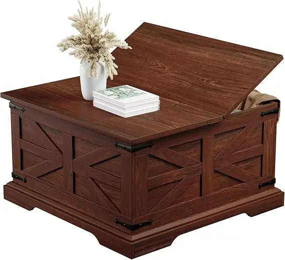 Rustic Farmhouse Coffee Table with Storage Lift Top for Living Room