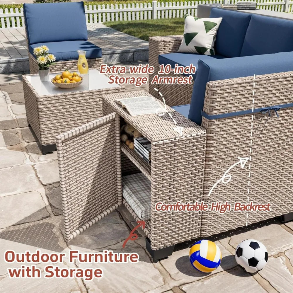 13 Piece Patio Furniture Set Outdoor Wicker Sofa Sectional Set