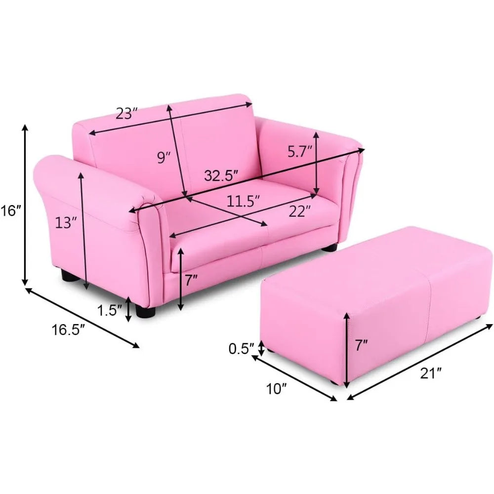 Ljustra 2 in 1 Double Seat Sofa with Footstool for Kids Lounge Chair