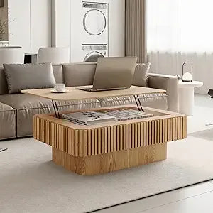 Modern Round Walnut Coffee Table Solid Wood Pedestal for Small Spaces