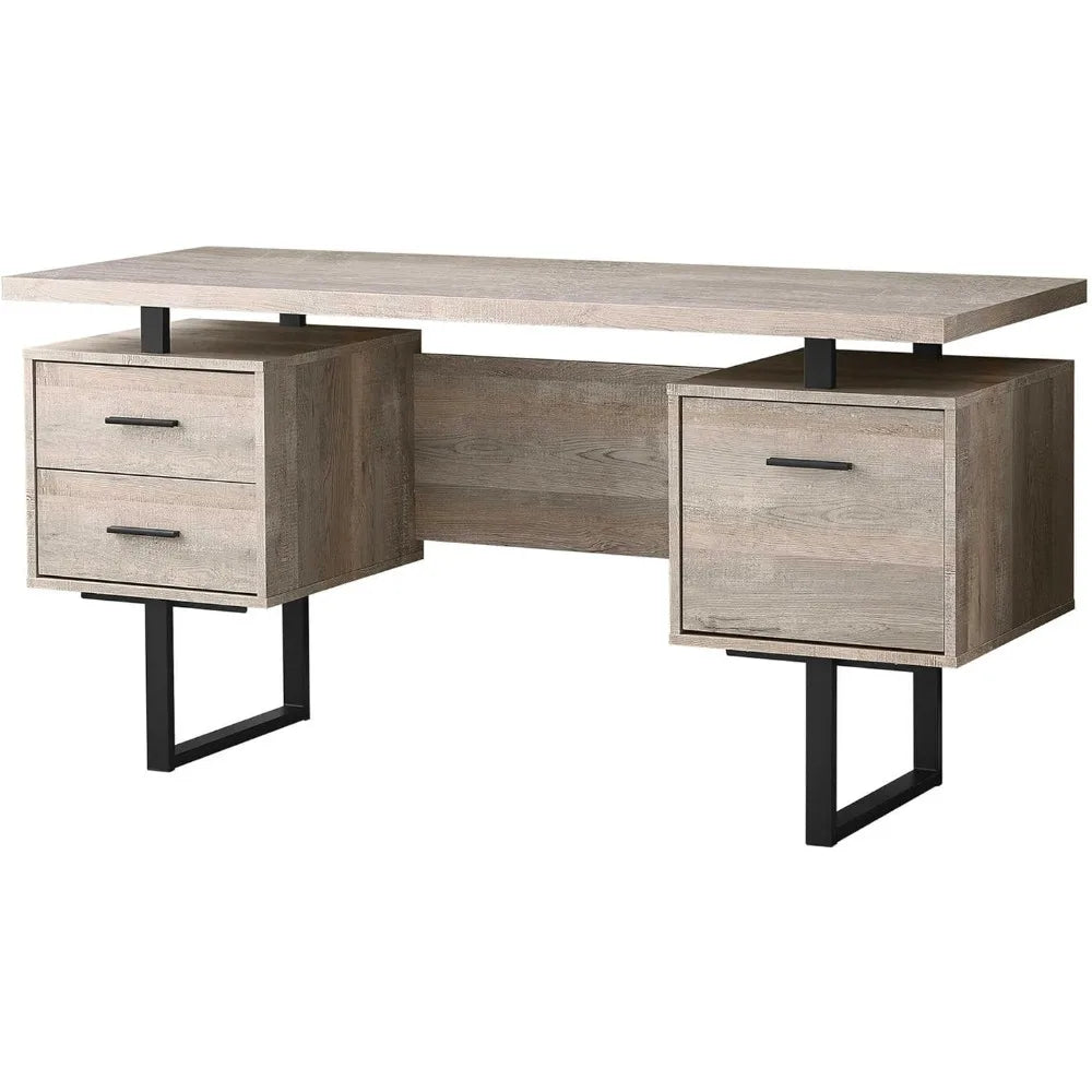 Computer Desk with Drawers Contemporary Style Home Office Desk 60"
