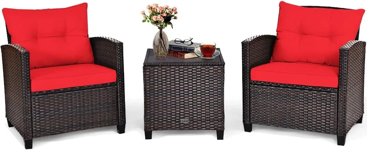 Ljustra 3-Piece Outdoor Patio Furniture Set PE Rattan Wicker Sofa