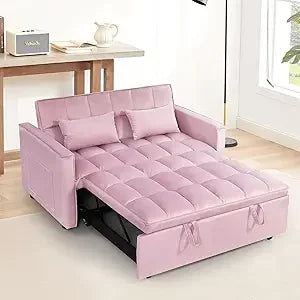 3-in-1 Convertible Sleeper Loveseat Sofa Bed Plush Pull-Out Futon w/ Storage
