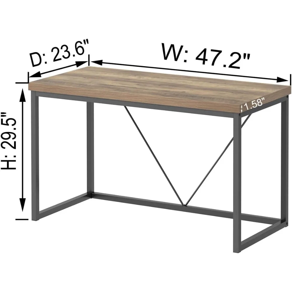 Modern Home Office Desk Rustic Wood Metal Computer Gaming Study Table