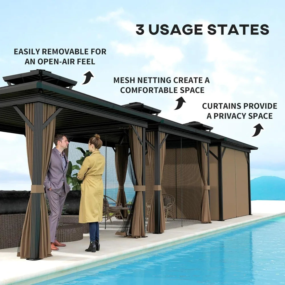 10x10 Hardtop Gazebo Aluminum Frame Permanent Pavilion Outdoor Canopy