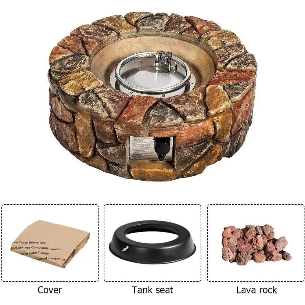 Ljustra Gas Fire Pit 28 Inch 40000 BTU Outdoor Propane Fire Table