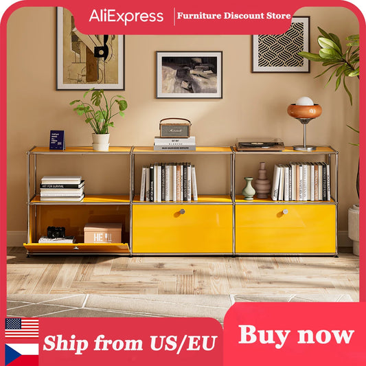 Modern Stainless Steel Storage Cabinet Organizer for Living Room Office