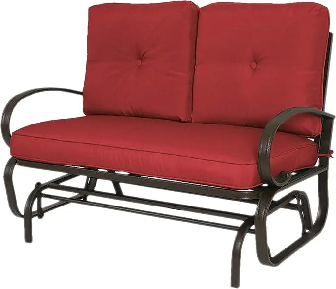 Cozy Patio Glider Bench Outdoor Rocking Loveseat Cushioned Seats