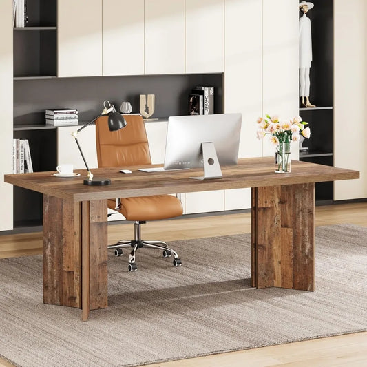 63 Inch Executive Desk Vintage Home Office Computer Writing Table