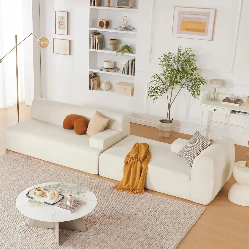 107” Chenille Modular Cloud Couch – L-Shaped Minimalist Sectional Sofa