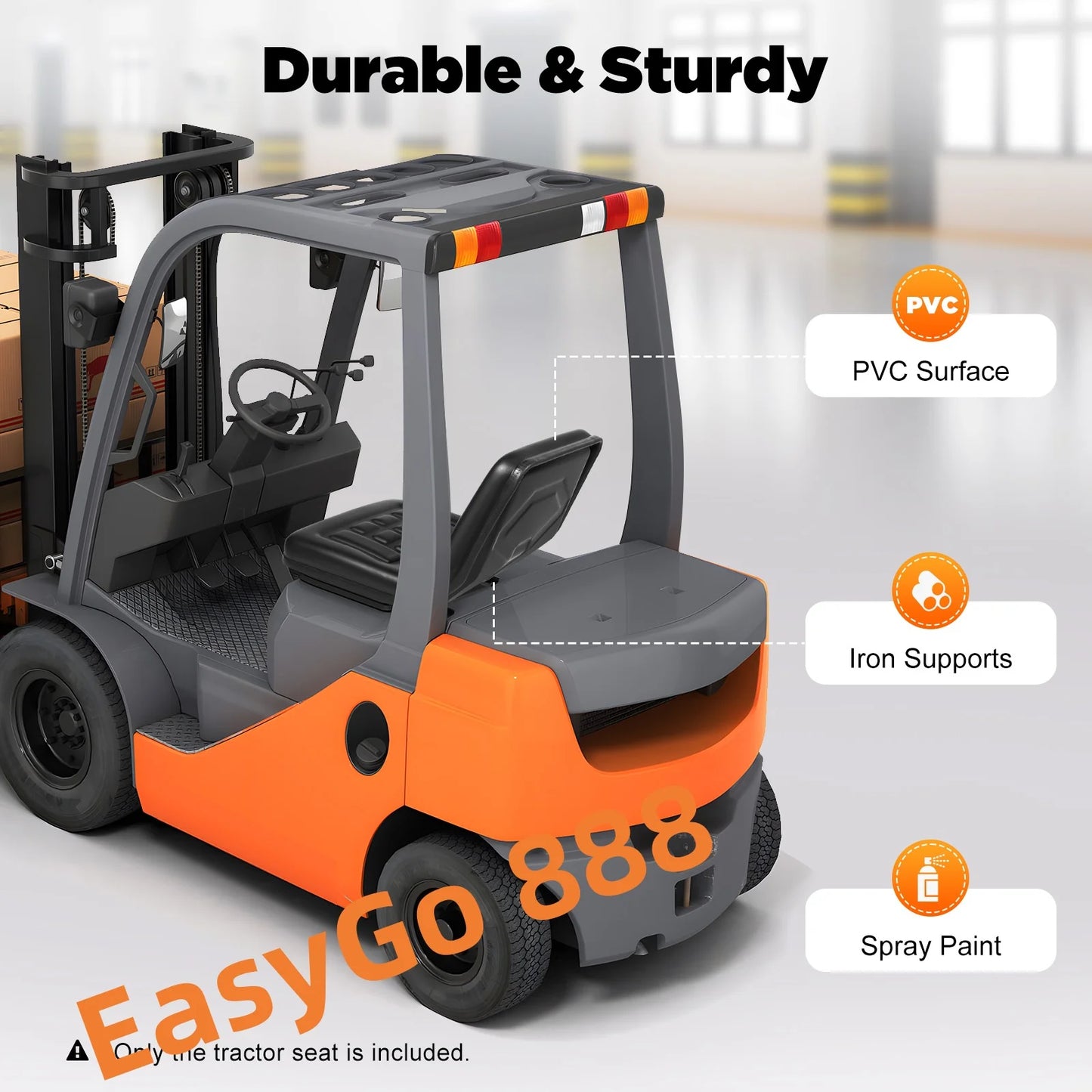 Universal Lawn Tractor Replacement Seat Compact High Back Mower Seat