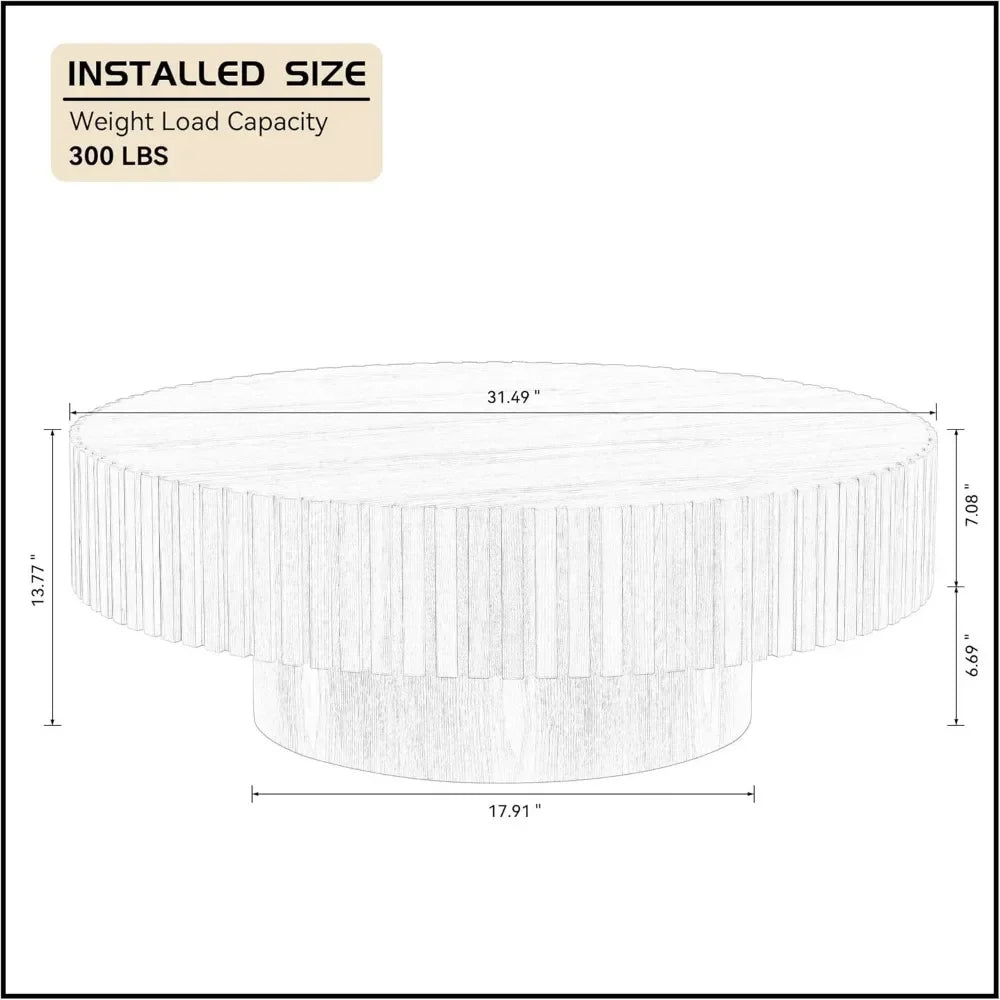 Modern 31.49 Inch Round Coffee Table Luxury Living Room Accent Table
