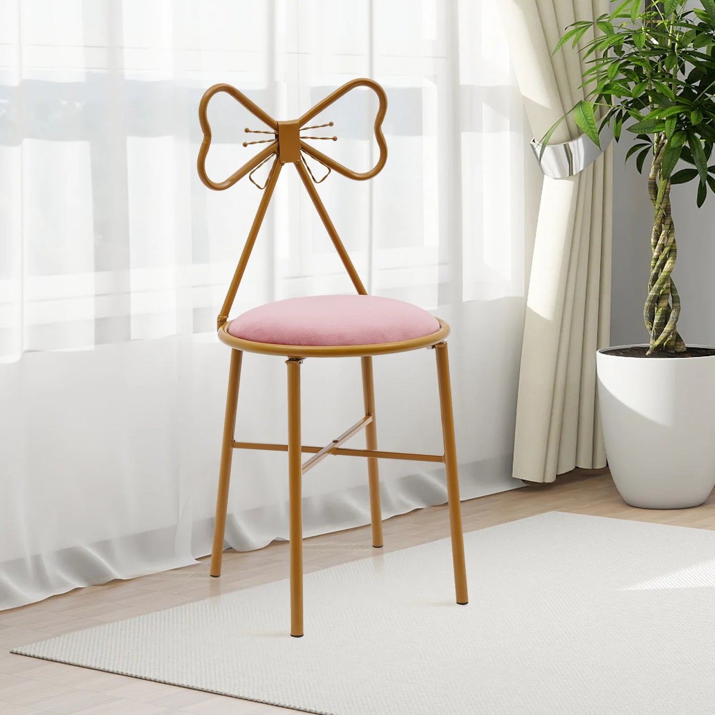 Butterfly Vanity Chair Makeup Dining Chair with Backrest 100kg Capacity