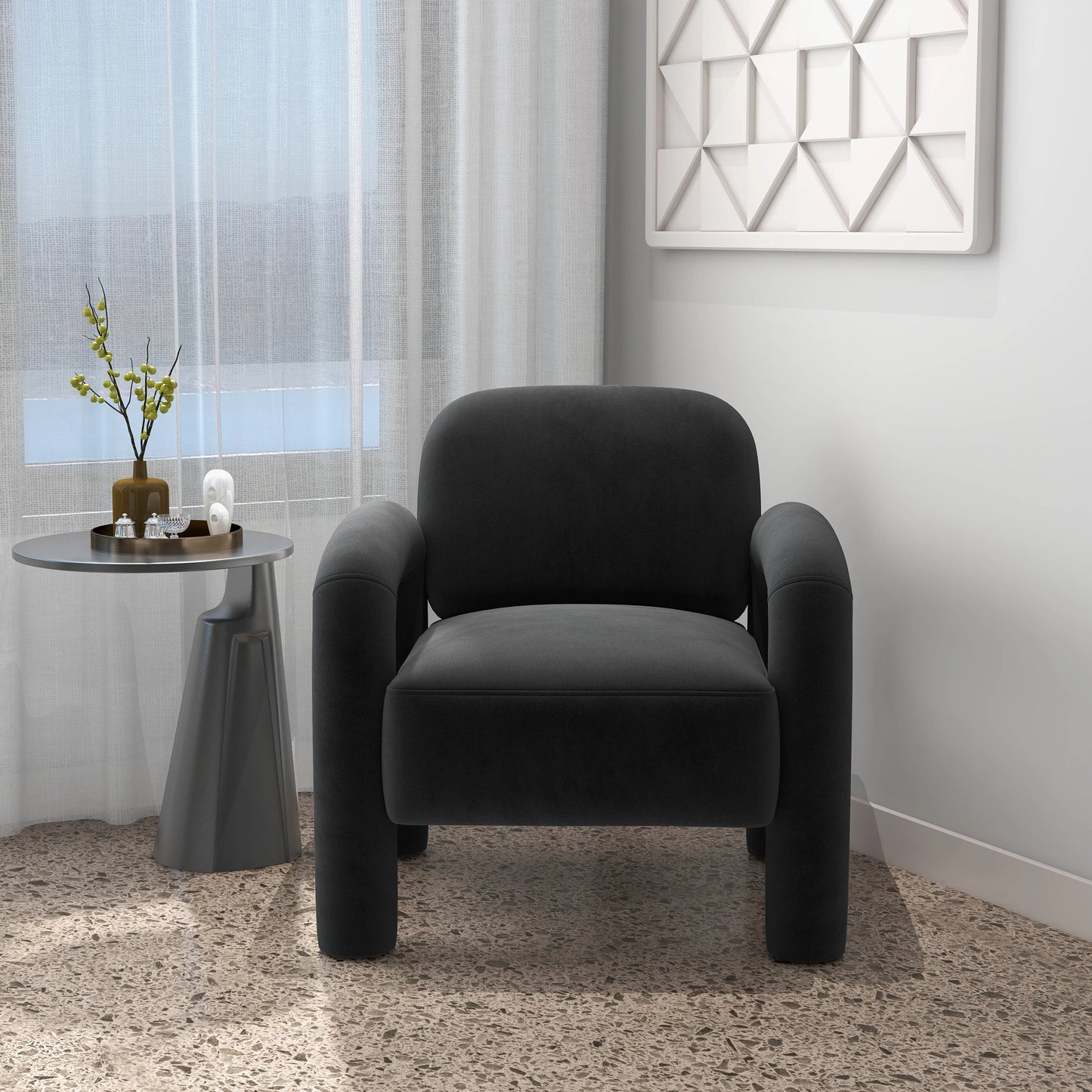 SEYNAR Mid-Century Modern Accent Chair Velvet Upholstered Living Room