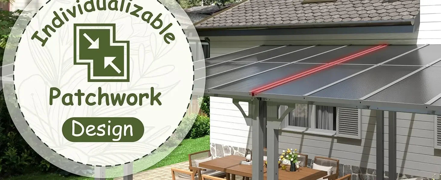 10x14 FT Wall Mounted Gazebo Aluminum Pergola Outdoor Shade Clearance