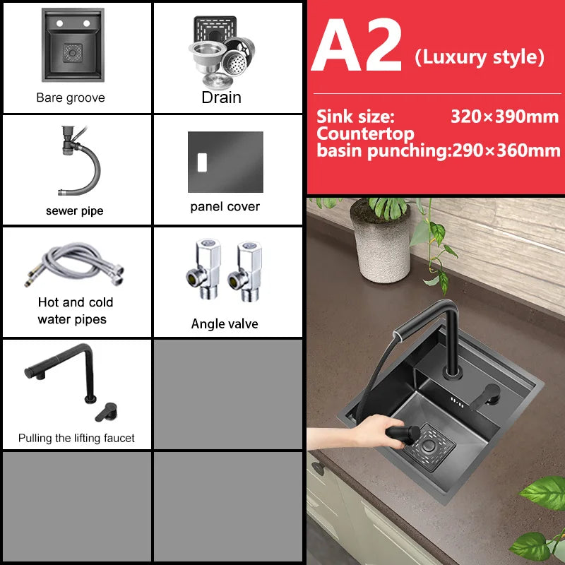 Hidden Stainless Steel Bar Sink Undermount Mini RV Washbasin Multifunctional