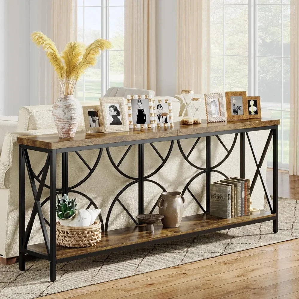 70.9 Inch Extra Long Sofa Table with Storage for Living Room Entryway