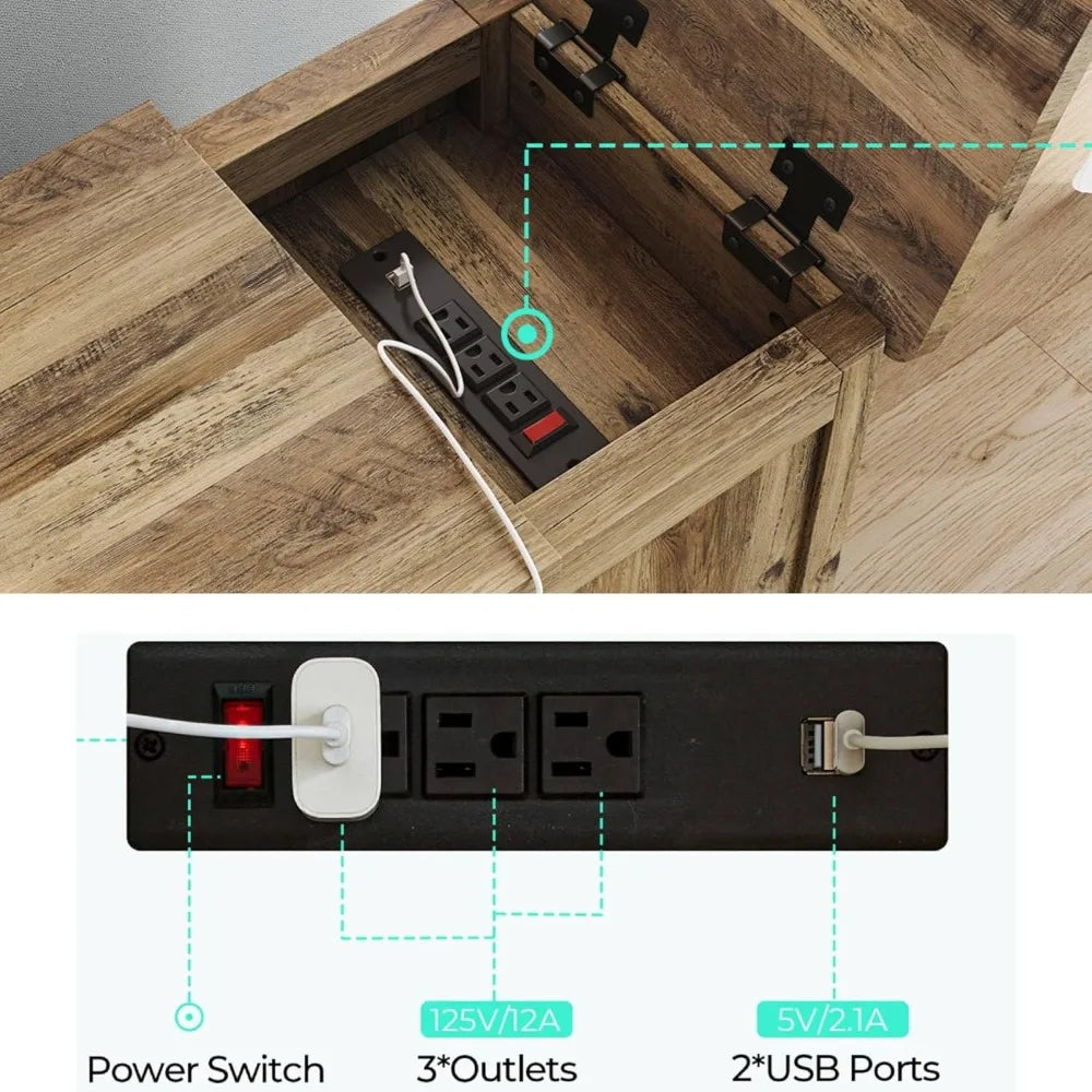 Modern Farmhouse End Table Set of 2 with Charging Station