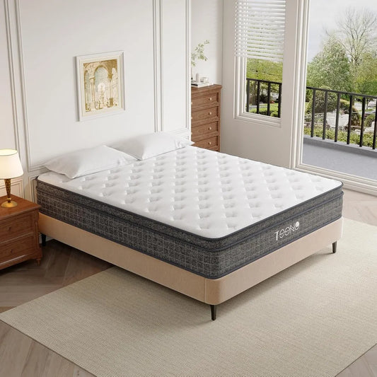 Queen Mattress 14 Inch Gel Memory Foam Hybrid Medium Firm Support