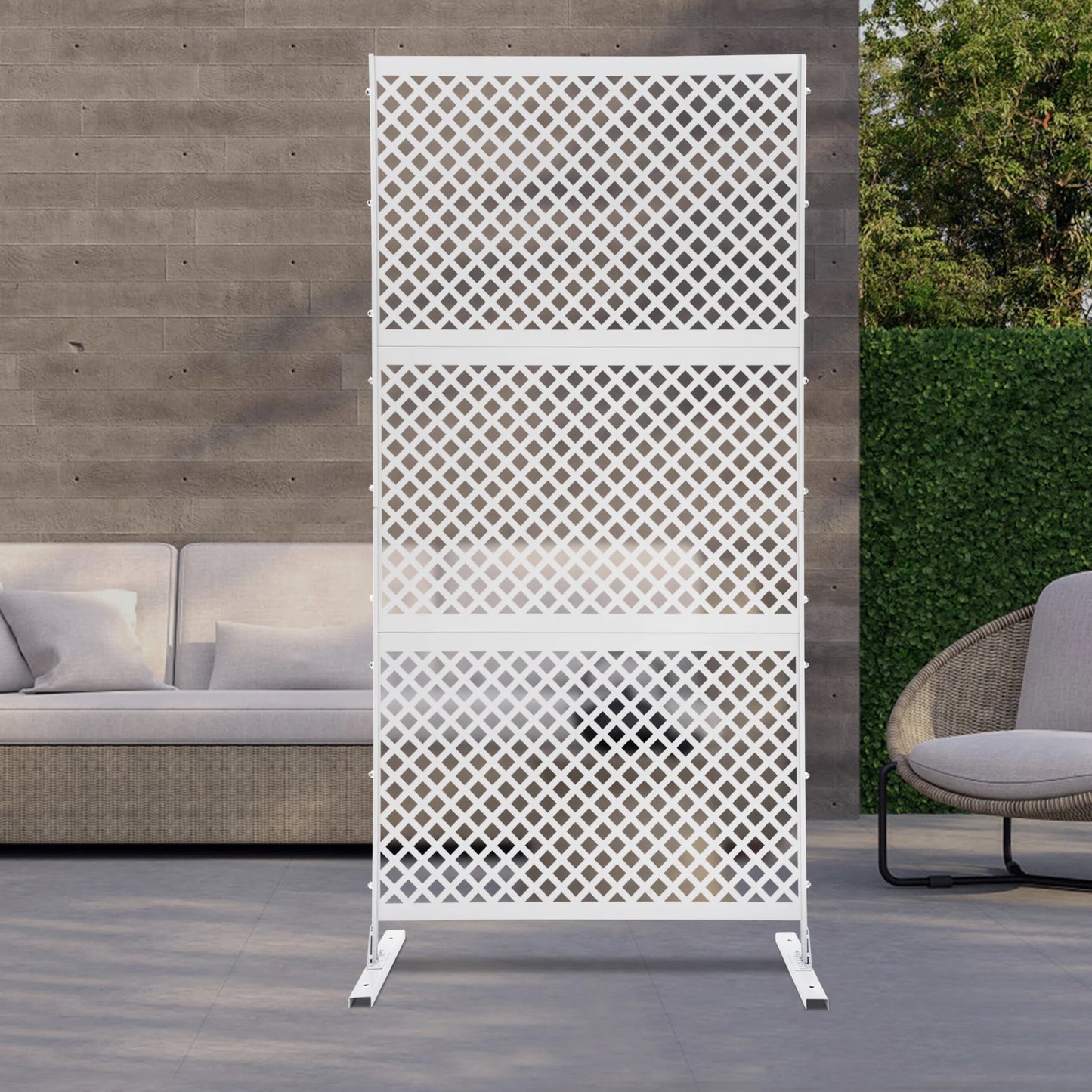 Elegant White Steel Privacy Screen Freestanding Room Divider 3 Panels