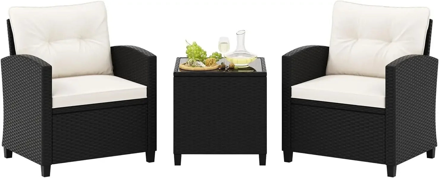 Ljustra 3-Piece Outdoor Patio Furniture Set PE Rattan Wicker Sofa