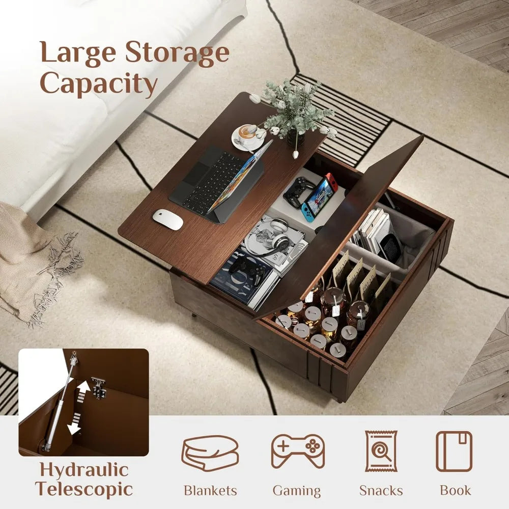 Lift Top Coffee Table Storage Mid Century Modern Living Room Furniture
