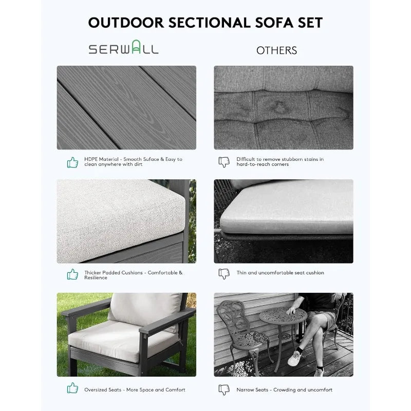 HDPE 7-Piece Outdoor Sectional Sofa Set All Weather Patio Furniture