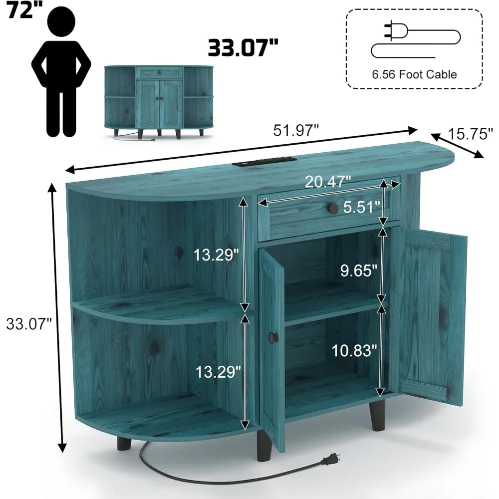 Sideboard Buffet Cabinet with Power Outlet and Storage for Kitchen